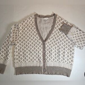 Cupcakes and Cashmere Cardigan Womens XL Light Brown Gray Soft Plush Cozy button